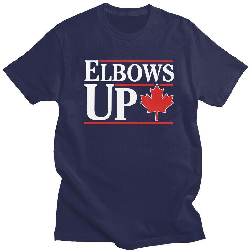 Custom Male Elbows Up Canada Canadian Flag T Shirt ShortSleeve Cotton Tshirts Tshirt Leisure Tee Clothing