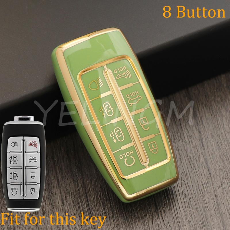 Soft Tpu Car Key Case For Genesis Key Fob Cover Keychain For Hyundai Gv80 Gv90 G70 G80 G90 Gv70 8 Buttons Accessories
