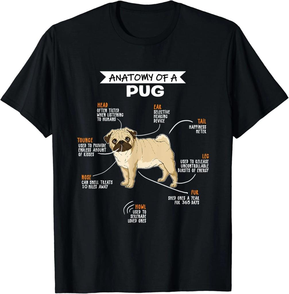 Anatomi av en mops Hund Rolig Hundälskare Gåva Unisex T-shirt