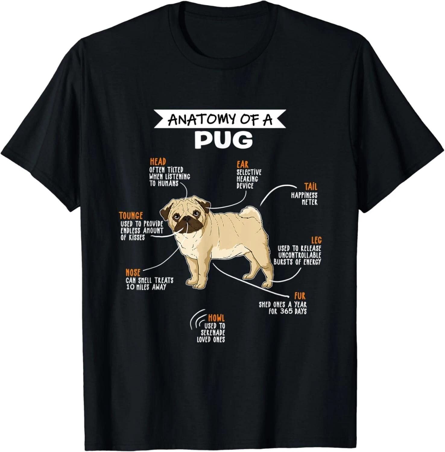 Anatomy Of A Pug Dog Funny Dog Lover Gift Unisex T-Shirt S