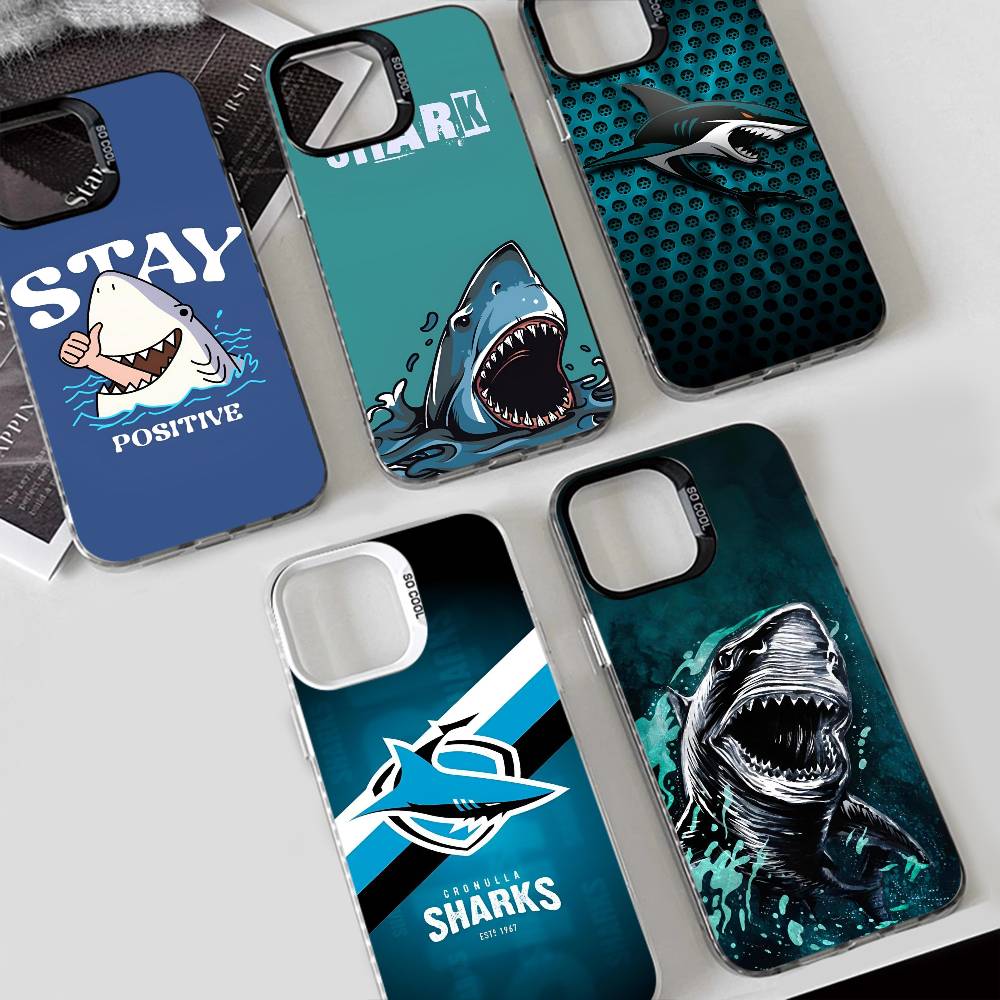 Shark Phone Case for iPhone 17 17Air 16 15 14 13 12 11 Pro Max Plus Colorful Silver