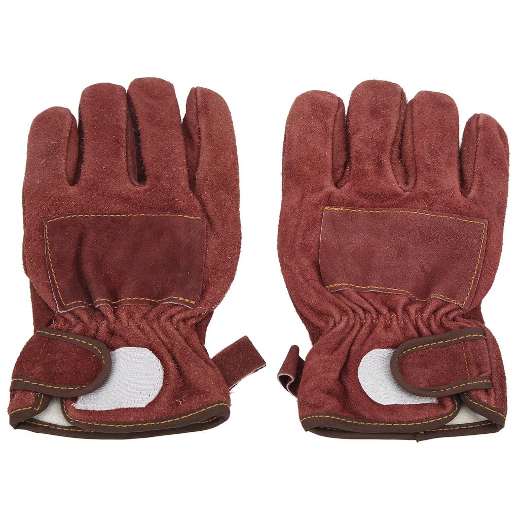 Heat Resistant Gloves Calf Leather Polyester Hand   BBQ Grill Oven Mitts Short Type