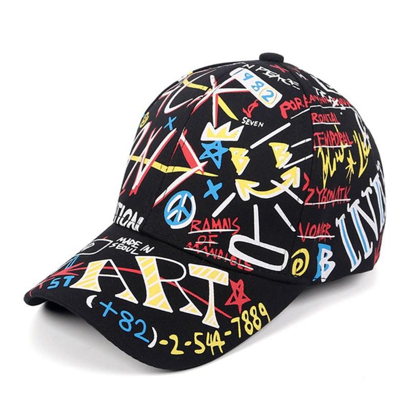 Tide print sunshade hip hop cap neutral adjustable baseball cap Korean version sun hat cap sun protection breathable