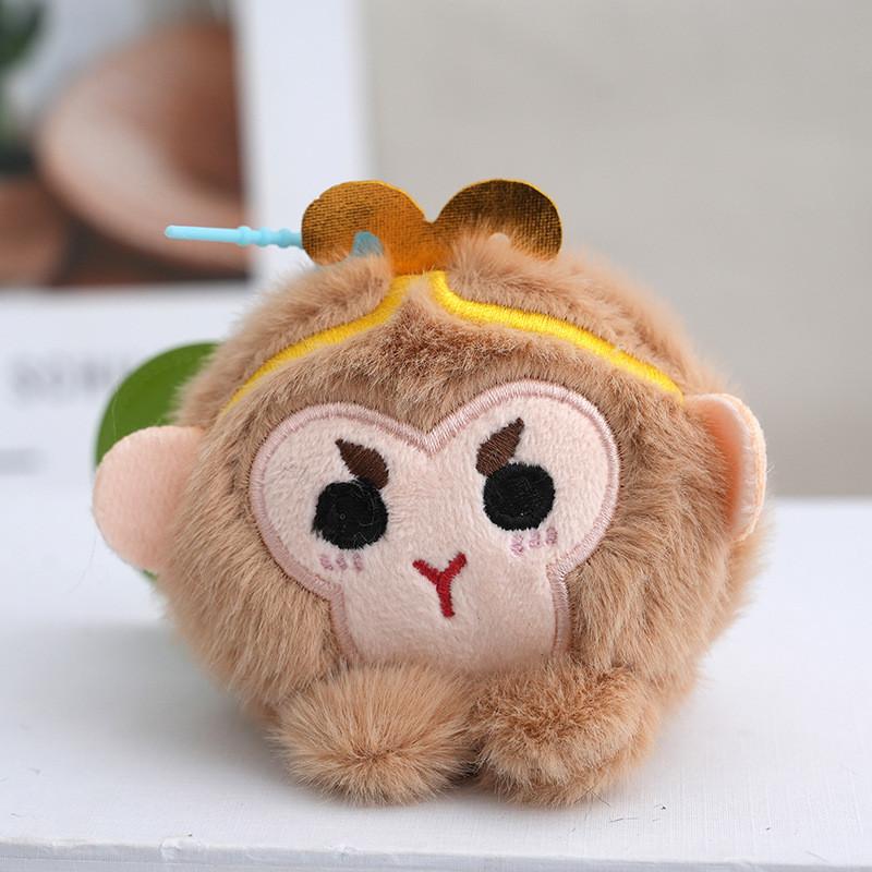 Charming Monkey Plush Toy Sun Wukong Keychain Adorable Decor Soft Pp Cotton Material