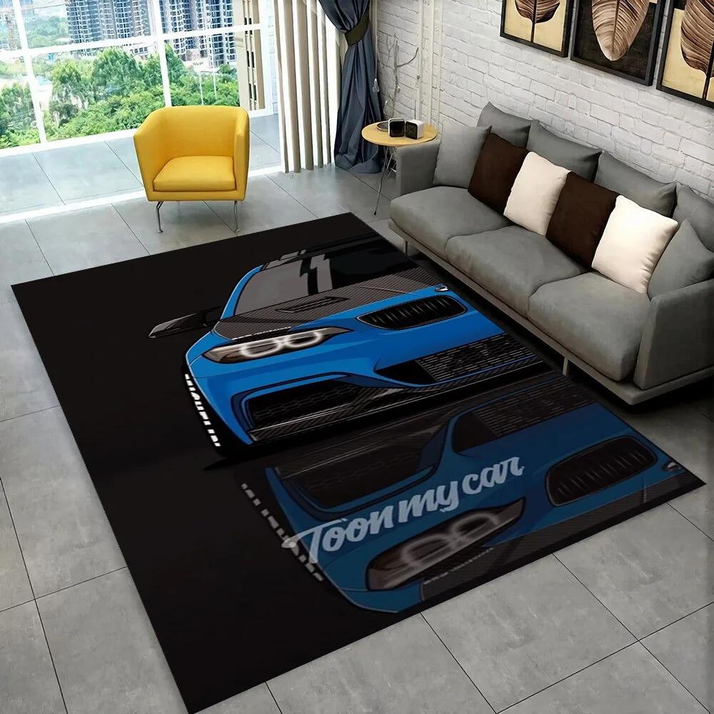 3D E36 Rennwagen Motorrad Teppich Teppich für Wohnzimmer Schlafzimmer Dekor, Kinder Spielen Rutschfeste Dekoration für Sofa Fußmatte Geschenk