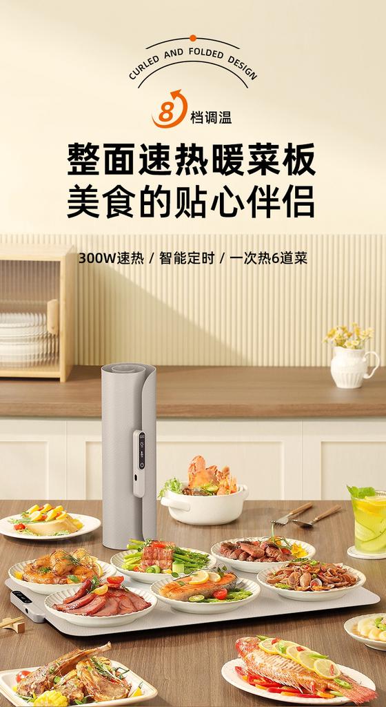 European standard food warmer plate, household heat preservation hot dish plate, silicone foldable heating food warming mat