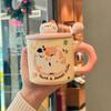Birthday Gift Cute Cat Mug with Lid Couple Water Cup High Looking Bestie Ceramic Cup Practical Souvenir