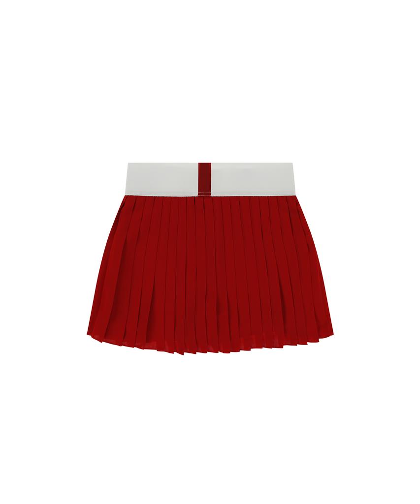 Game Set Match Asymmetrical Pleated Dry-Fit Tennis Skirt [Red]