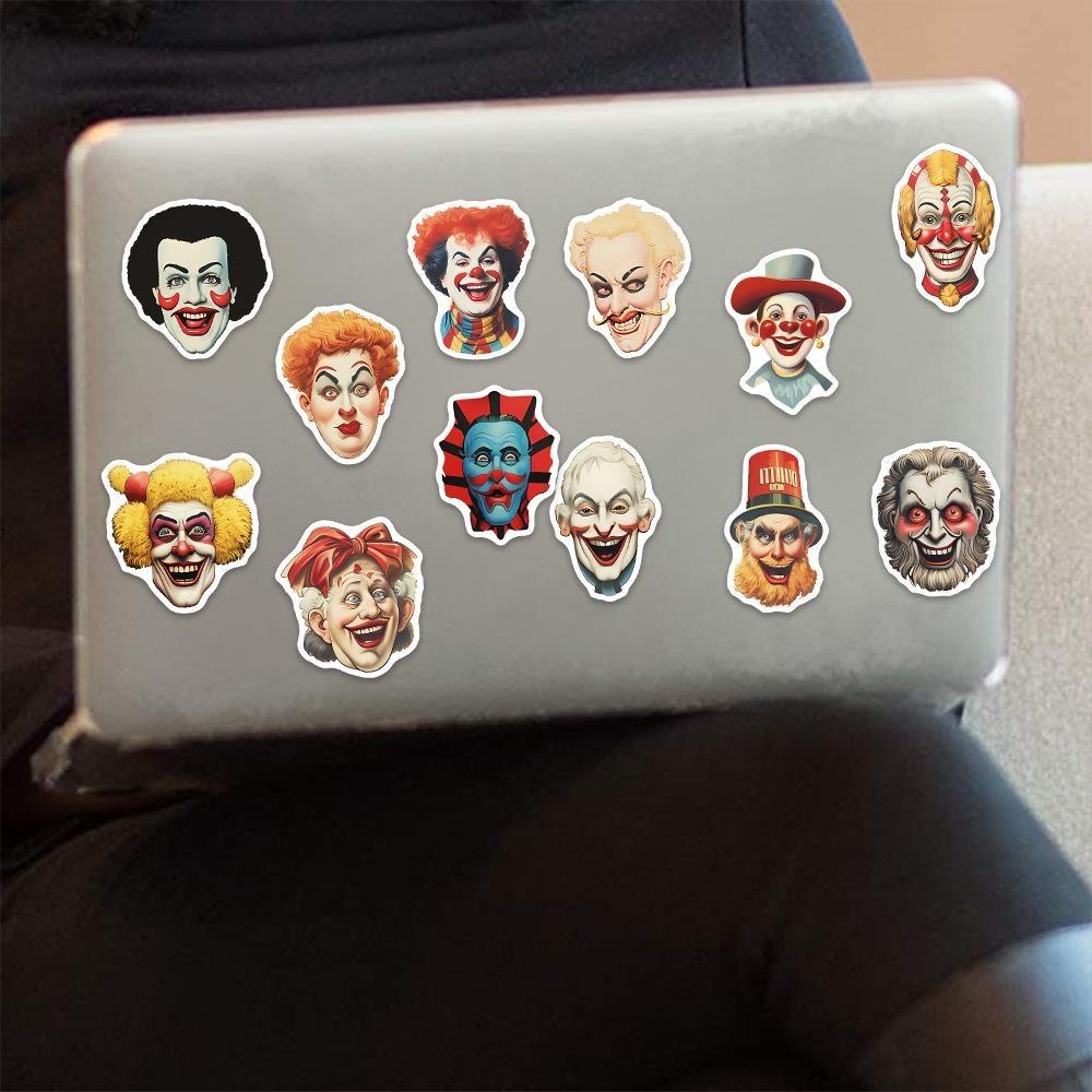 10/50Pcs Cartoon Circus Clown Stickers Joker Graffiti Stickers for DIY Luggage Laptop Skateboard Motorcycle Bicycle Stickers