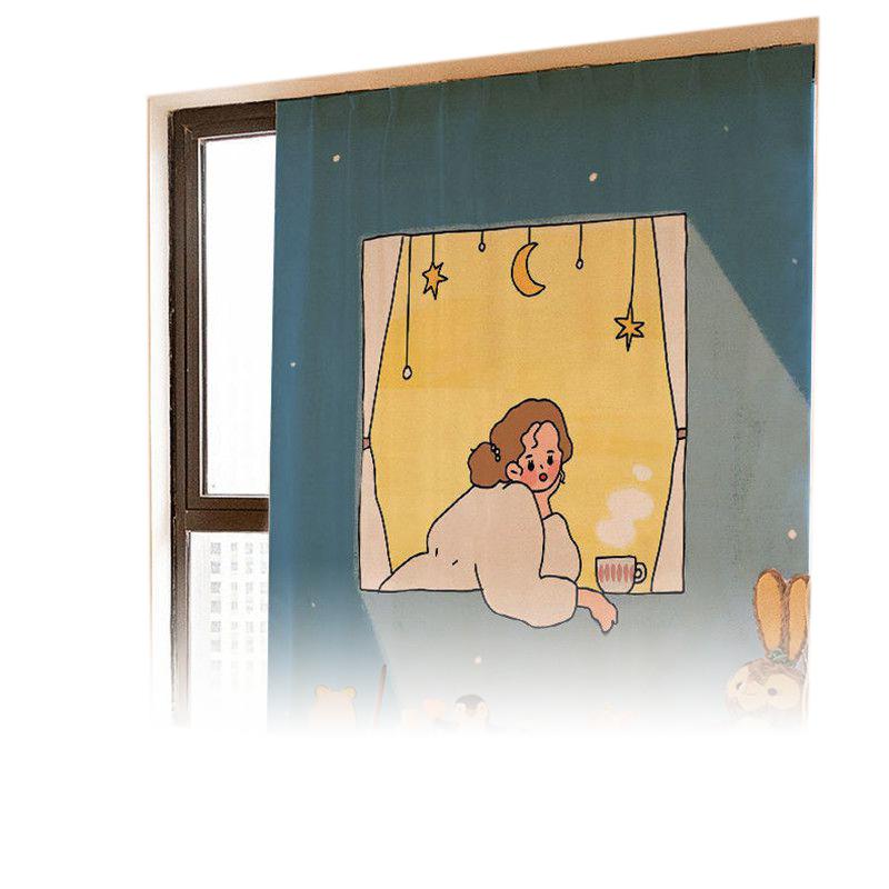 Window Curtain Velcro Self Adhesive Blackout Drapes Home Bedroom Decorative Ins