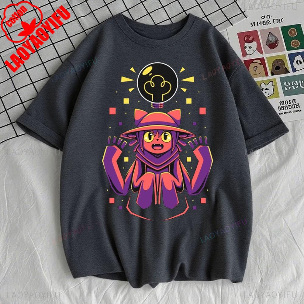 

Cat Eyes T-shirt Oneshot Niko Cute Cat Video Game T-shirt Men Kawaii Cartoons Tees Men Clothing Hipster Short Sleeve S