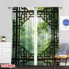 2pcs 2D Flat Printing Summer Window Curtains Bamboo Leaves Blackout Polyester Festive Holiday Applies To Home Daily Decor