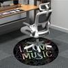 1pc Music Lovers Chair Carpet for Office, Round Polyester Mat, Indoor Decor for Office, Easycare Fabric, Washable Non-slip Area Carpet