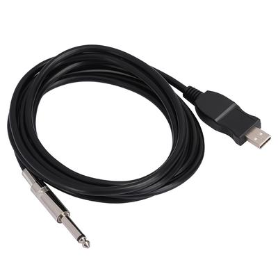 Taşınabilir Gitar USB o Kablo Bilgisayar Tel Bağlantı Bağlantı Enstrüman Adaptörü siyah 300cm
