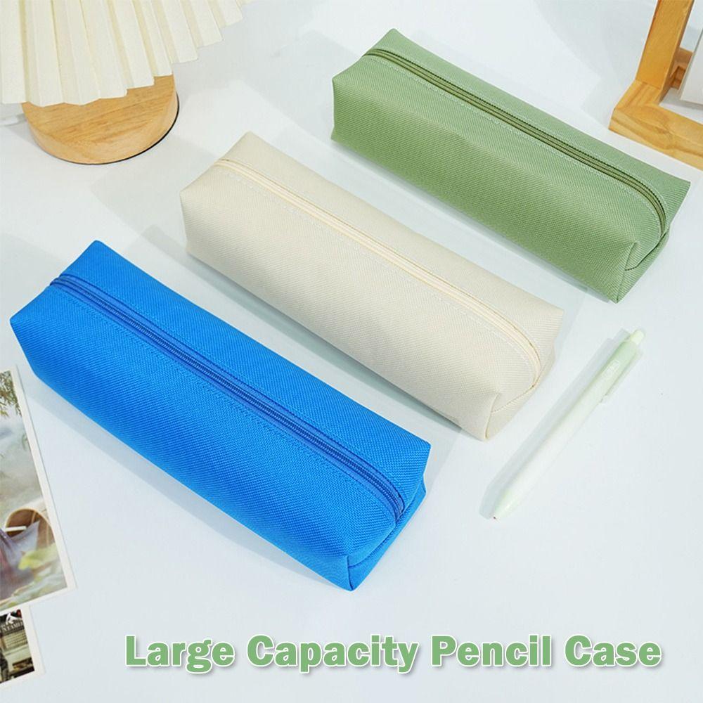 Large Capacity Pencil Case Solid Color Stationery Bag Stationery Pouch  Back To School Gift