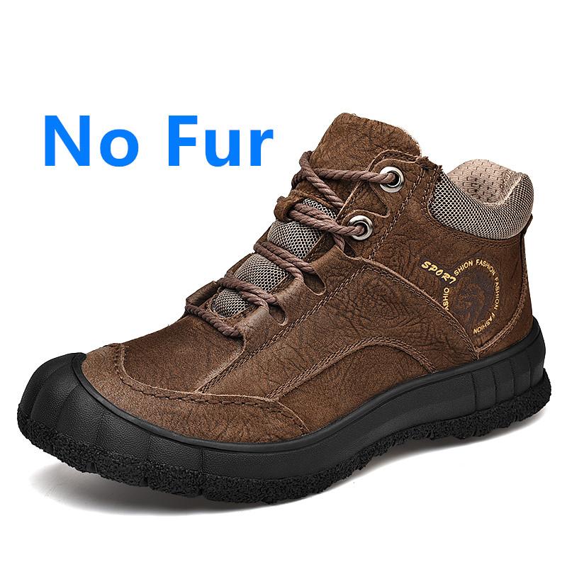 Luxury Winter Men'S Boots Genuine Leather Outdoor Hiking Shoes Men Handmade Non-Slip Warm Boots Casual Climbing Bottes D'Hiver