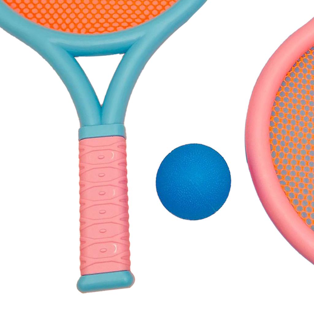 Children Badminton Racket Slip Resistant Durable Elastic Portable Tennis Racket Set for Kids 2 Rackets 2 Balls Blue Pink