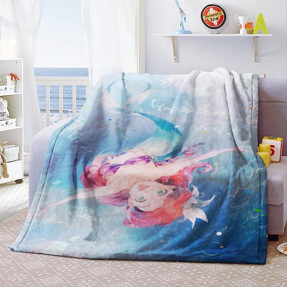 Mermaid Princess Ariel Home Textile Coral Fleece Throw Blankets Good Quality Flatsheet Bedding for Baby Kids Girls Gifts