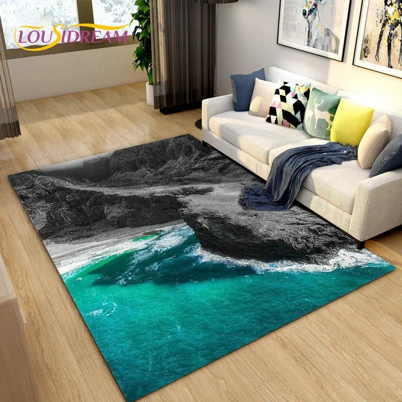 3D Ocean Seawater Beach Water Scenery Area Rug,Carpet Rug for Living Room Bedroom Sofa Doormat Decoration,Kid Non-slip Floor Mat