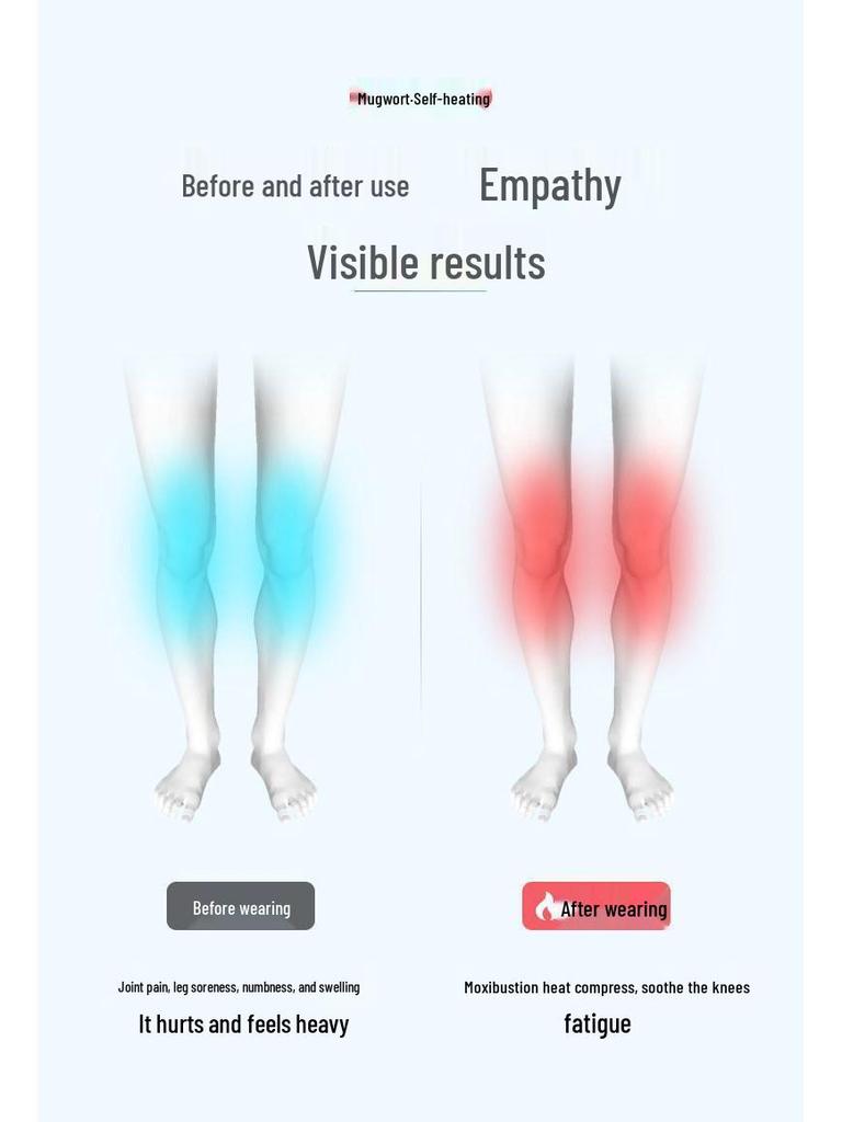 Mugwort Self-Heating Knee Pads for Men & Women - Warm, Non-Slip, Pure Cotton, Thin, Cold Protection for Air-Conditioned Rooms