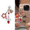 Lovely Style Fruit Keychain 3D Acrylic Peach/Strawberry Charm Versatile Bag Decoration Elegant Birthday Present