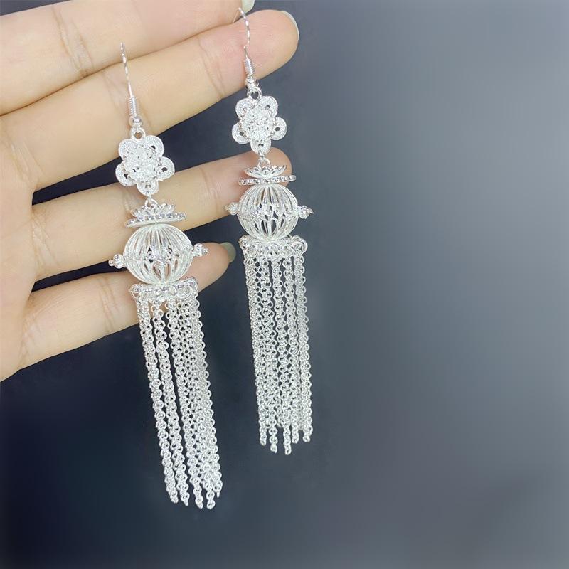 Ethnic style earrings Alloy silver-plated Miao ethnic minority Dong Yi earrings Earrings