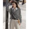 DeMana Women's Spliced Lapel Knit Sweater
