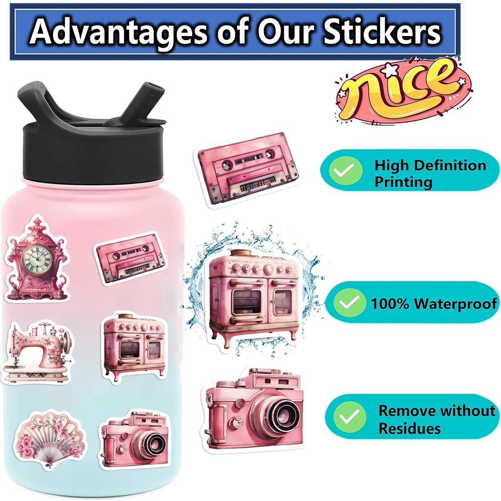 60 Rosa Ferie Graffiti Klistremerker Gitar Notatbok Koffert DIY Vanntette Klistremerker