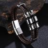 Creative Men Leather Bracelet Jewelry Charm Stainless Steel Buckle Punk Rock Bracelet Wristband
