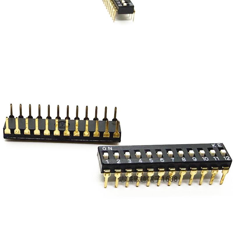12-Position 2.54mm Pitch Direct Plug-in Toggle Dip Switch