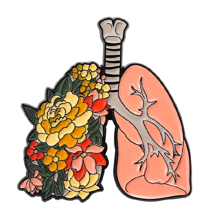 

Heart Stomach Brain Lungs Viscera Enamel Pins Flower Butterfly Organ Brooches
