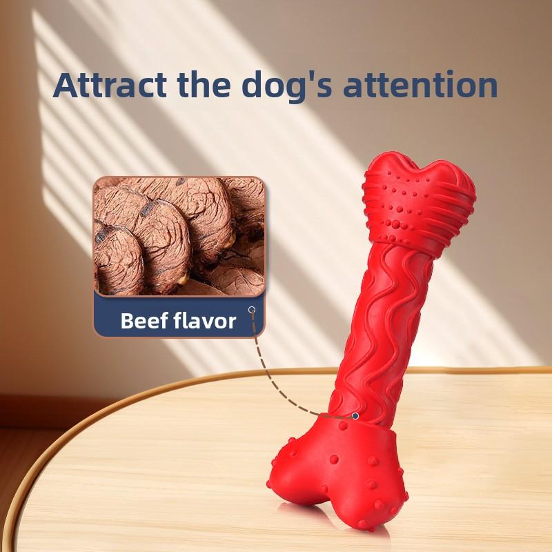 Teething and Cleaning Dog Toys That Can't Be Chewed Through, Simulating The Taste of Beef, Golden Hoop Rod Bone Pet Toys