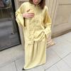 New European, American Amazon Cross-border Boat Collar Chinese-style Buckle Long-sleeved Top Casual Skirt Set