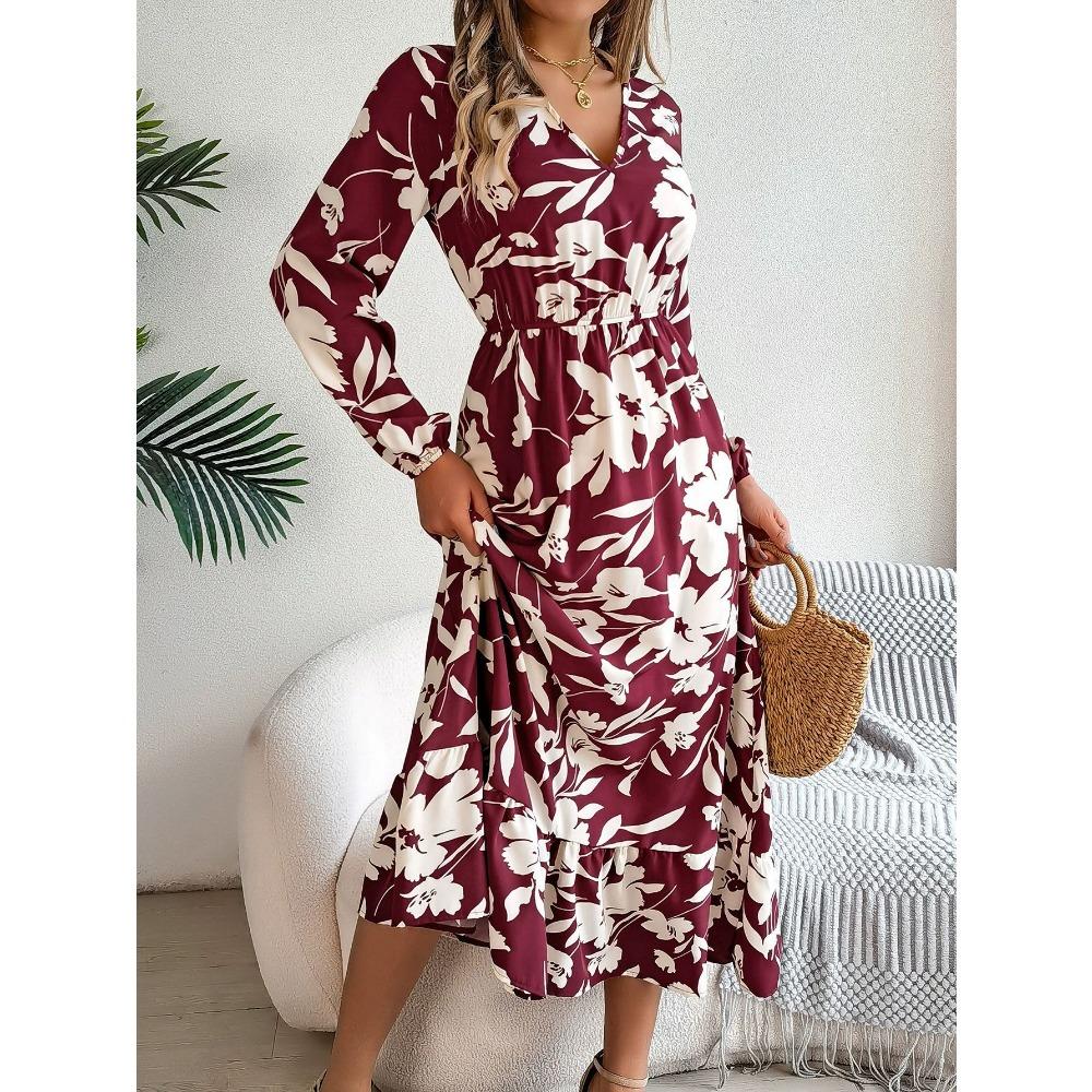 Casual Waist Cinched Long Sleeved Dress