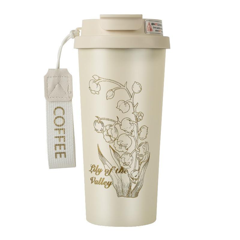 

Ландыш Изолированная чашкаЧашка для водыЛегкая роскошная чашка для кофе с соломинкой White - Orchid