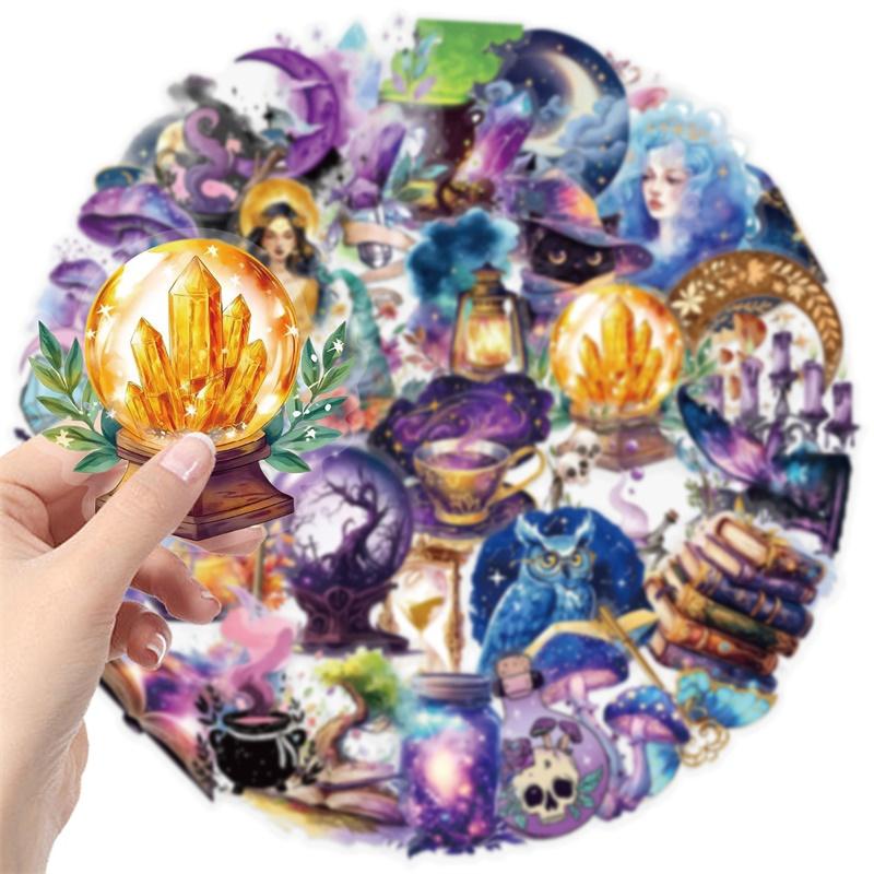 50PCS Cartoon Magic World PET Sticker Aesthetic Transparent Decoration Scrapbooking DIY Hand Accounting Supplies