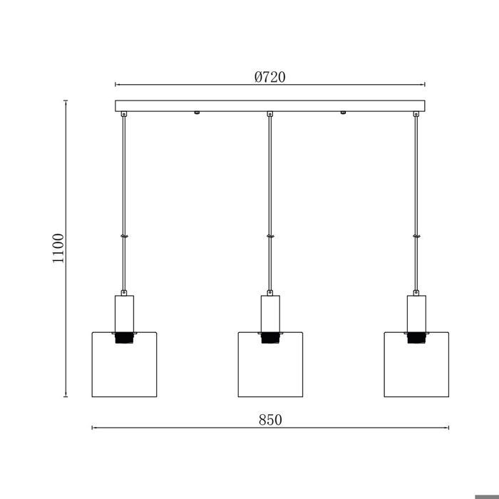 Suspension décorative - BV - BV01-00072 - Verre fumé - 3xE27 - 23W - Intérieur