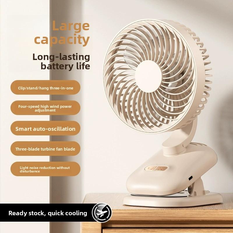Ventilador de mesa portátil recargable USB silencioso para oficina y dormitorio
