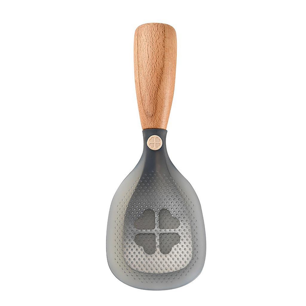 Silicone Kitchen Utensils Non Stick Spatula Pattern Soup Spoon Rice Scoop Beech Wood Handle Semi Transparent Steel Core Heat-Resistant Cooking Tool