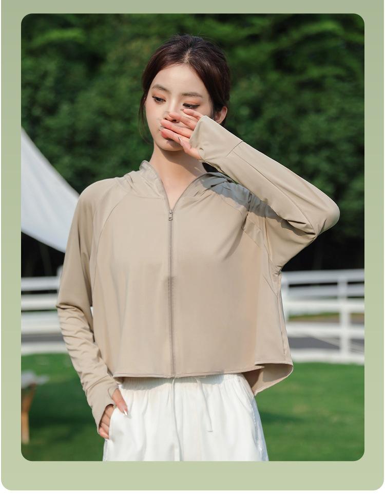Giacca da Donna UPF 50+ Protezione Solare Leggera Seta Ghiacciata Cappotto Solare Blocco UV Mantella Colla Nera Rinfrescante Estiva Capo d'Abbigliamento
