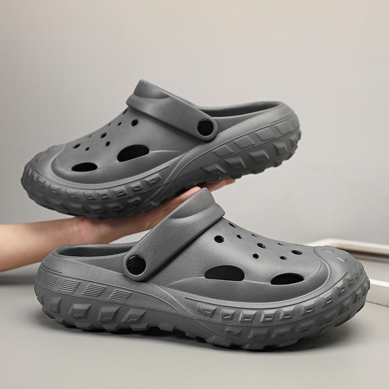 

Новые мужские интернет-знаменитости модный тренд обувь на платформе с отверстиями пляжные тапочки 40-41 серый