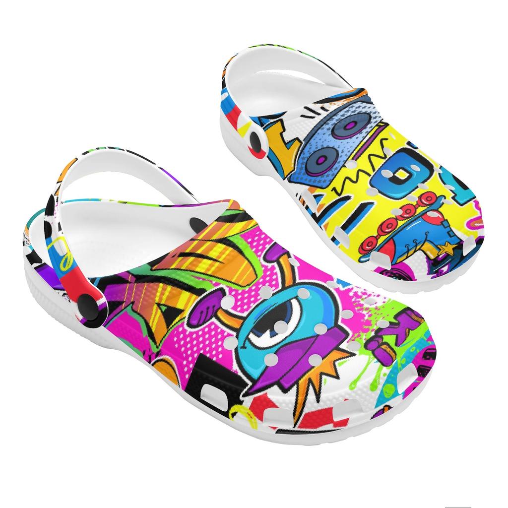 Unisex Printed EVA Beach Shoes Lightweight Breathable Slip On Garden Clogs Pool Bathroom Home Casual Sandals Home Garden Use