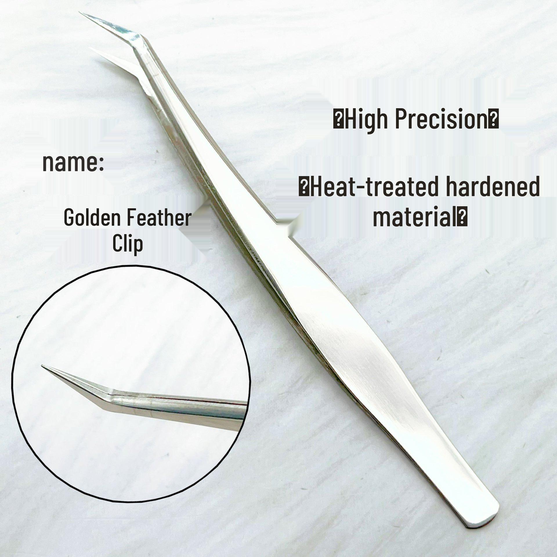 Gold Feather Dolphin Eagle Beak Eyelash Tweezers - Mirror Surface Precision Tweezers for Grafting and Blooming.