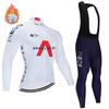 Mens Fleece Cycling Jersey Long Sleeve Winter Thermal Bike Top Road Mountain Biking