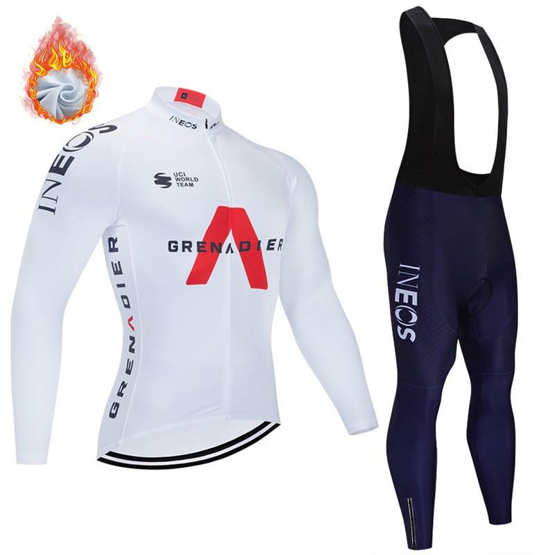 Mens Fleece Cycling Jersey Long Sleeve Winter Thermal Bike Top Road Mountain Biking