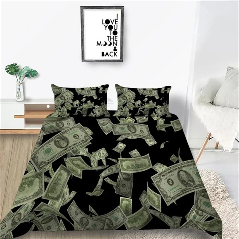 

3D Modern Bedding Collection Dollar Motif Printed Duvet Cover Vivid Comforter Cover 23 Pieces Money Maths Pattern Funny Soft Bed Collection 135X200cm-2pcs