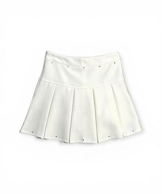 Bonseullipi Crystal Stud Pleated Mini Skirt (Ivory)