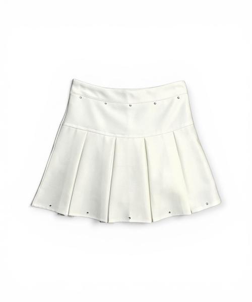 Bonseullipi Crystal Stud Pleated Mini Skirt (Ivory)