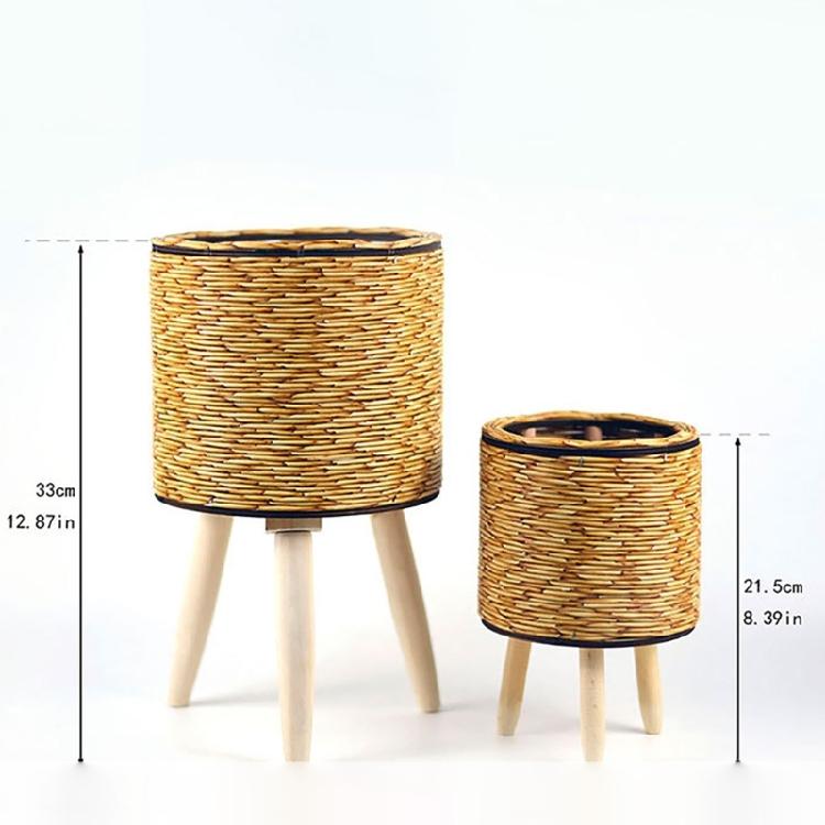 Handcrafted Yellow Rattan Plant Stand Durable And Portable Holder For Showcasing Green In Homes Offices Or Patios