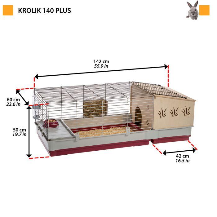 Small Animal Cage - Ferplast - Krolik 140 Plus - 142 X 60 X 50 Cm - Red - Accessories Included